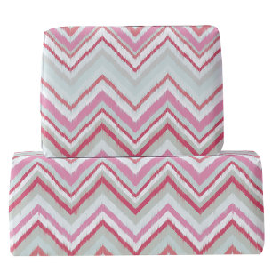 イカットモダンシェブロンストライプ抽象芸術ピンクグリーン ラッピングペーパー