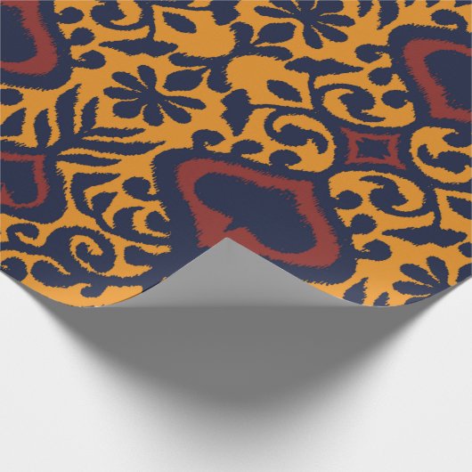 イカット幾何学民俗オーナメント。オリエンタルダマスク ラッピングペーパー (角)