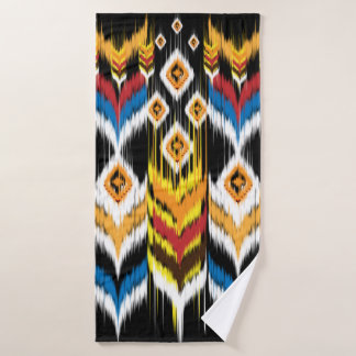 イカット幾何学民俗オーナメント。部族民族6族 バスタオル