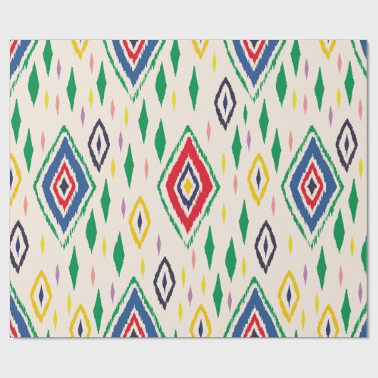 イカット幾何学的民俗オーナメントとダイヤモンド。Tr ラッピングペーパー (フラット)