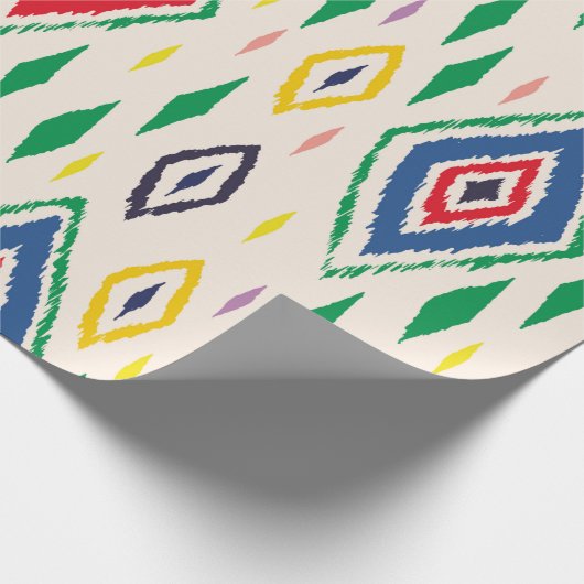 イカット幾何学的民俗オーナメントとダイヤモンド。Tr ラッピングペーパー (角)