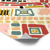 イカット幾何学的民俗学、東洋のダマスクのパターン。 ポスター (角)