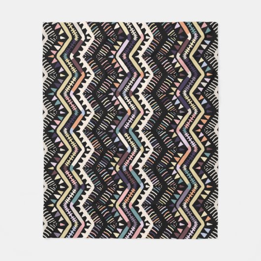 イカット幾何学的民俗学、部族のアステカパターン。 フリースブランケット (正面)