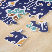 イカット幾何学的：民俗東洋オーナメント。 ジグソーパズル (側面)