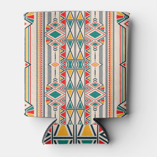 イカット幾何学的、民俗民族オーナメント。 缶クーラー (正面)