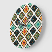 イカット幾何学的、民俗的な部族的な質感。 ラージ壁時計 (傾斜)