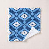 イカット模様、藍色、デニムブルー バスタオルセット (ウォッシュタオル)