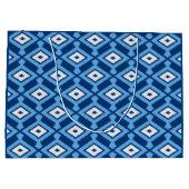 イカット模様、藍色、デニムブルー ラージペーパーバッグ (裏面)