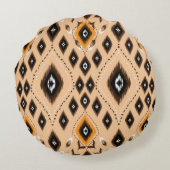 イカット民族幾何学民俗様式 ラウンドクッション (裏面)