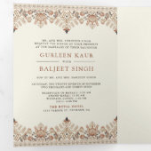 イカット縁どオール・イン・ワン・アナンド・カラジ・シーク結婚ズ 三つ折り招待状 (内部最初)