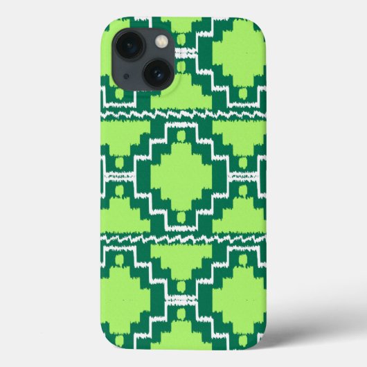 イカット アステカ柄 - フォレストグリーンとライムグリーン Case-Mate iPhoneケース (裏面)