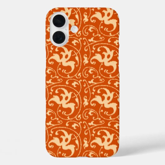 イカット フラワー ダマスク 唐辛子オレンジ Case-Mate iPhoneケース (裏面)