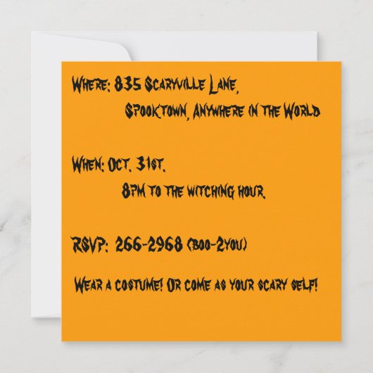 イカボドクレーンを追う頭のない騎兵 招待状 (裏面)