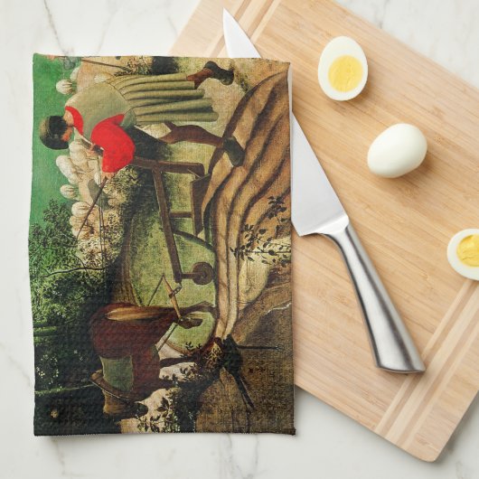 イカロスの秋とのPieter Bruegelの景色 キッチンタオル (四つ折り)