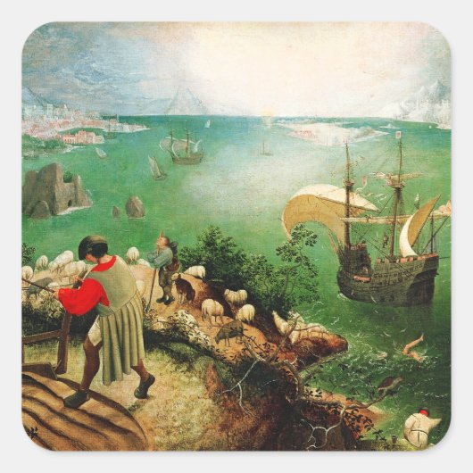 イカロスの秋とのPieter Bruegelの景色 スクエアシール (正面)