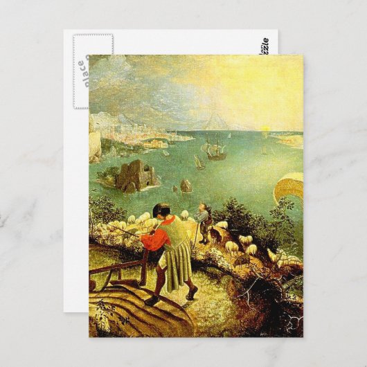 イカロスの秋とブルーゲルの風景 – 1558 ポストカード (正面/裏面)