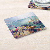 イカロスの秋と風景Pieter Bruegel スクエアペーパーコースター (アングル)