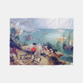 イカロスの秋と風景Pieter Bruegel フリースブランケット (正面(横))