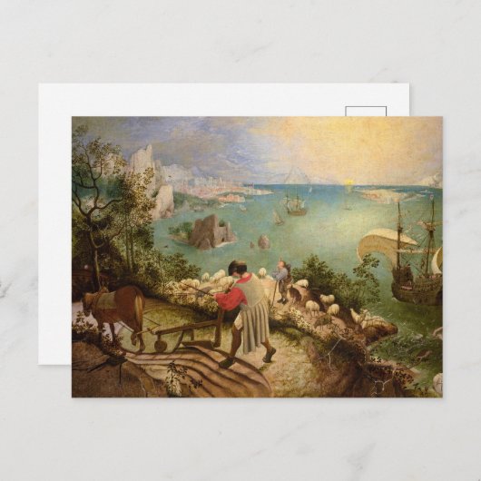 イカロスの秋を持つ風景P.ブルーゲル シーズンポストカード (正面/裏面)