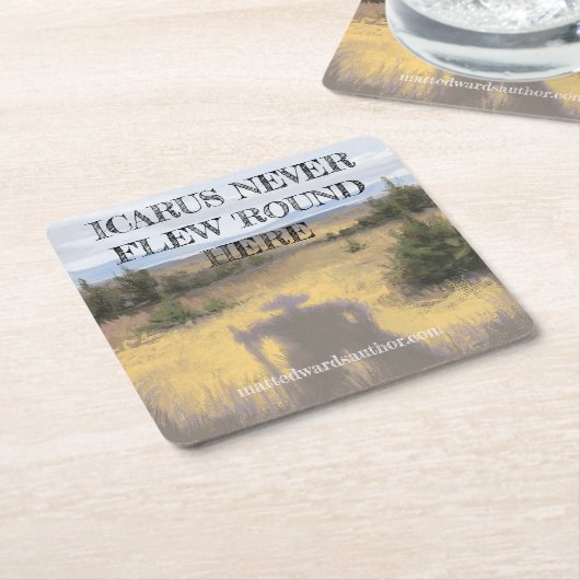 イカロスはコースターの周りを飛んだことがない スクエアペーパーコースター (アングル)