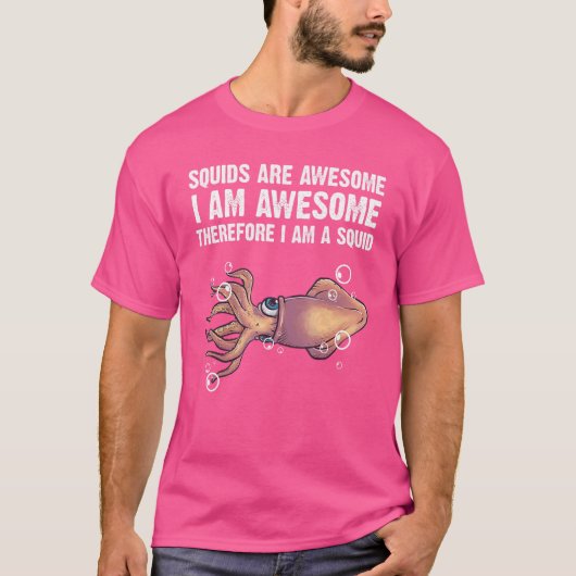 イカ女子男性へ巨大イカタコ触手 Tシャツ (正面)