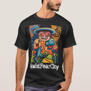 イカ恐怖シティグラフィックティー Tシャツ