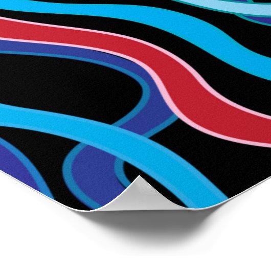 イカ数々のと魚の違う色の模様 ポスター (角)