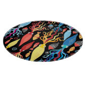 イカ数々のの黒背景 カッティングボード (角)