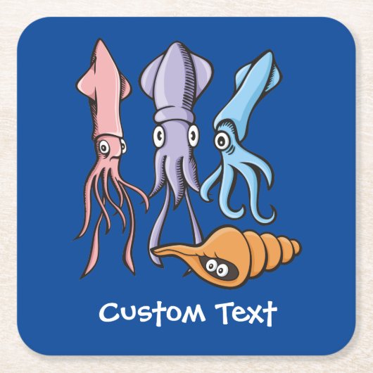イカ漫画 スクエアペーパーコースター (正面)