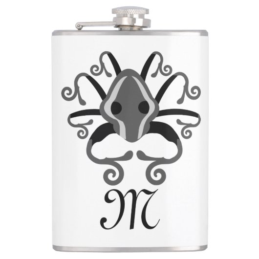 イカ灰色モノグラム フラスク (正面)