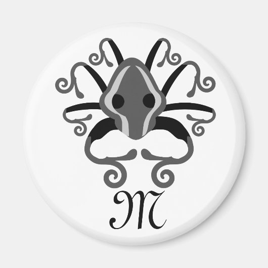 イカ灰色モノグラム マグネット (正面)