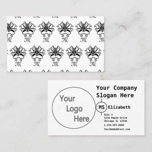 イカ灰色モノグラム 名刺 (正面/裏面)