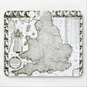イギリスおよびウェールズ1644年の地図 マウスパッド