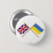 イギリスおよびウクライナによって交差させる旗 缶バッジ (正面&裏面)