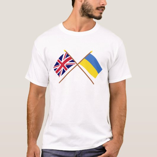 イギリスおよびウクライナによって交差させる旗 Tシャツ (正面)