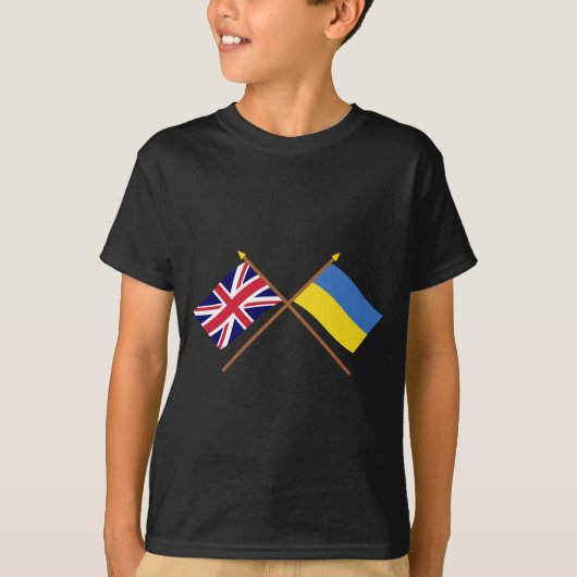 イギリスおよびウクライナによって交差させる旗 Tシャツ (正面)