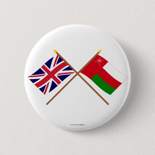 イギリスおよびオマーンによって交差させる旗 缶バッジ (正面)