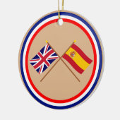 イギリスおよびスペインによって交差させる旗 セラミックオーナメント (左)