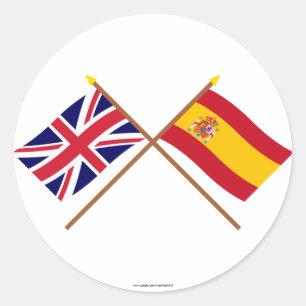 イギリスおよびスペインによって交差させる旗 ラウンドシール