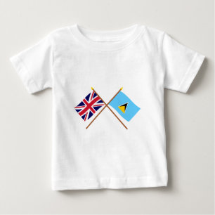 イギリスおよびセントルシアによって交差させる旗 ベビーTシャツ