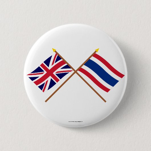 イギリスおよびタイによって交差させる旗 缶バッジ (正面)