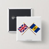イギリスおよびバルバドスによって交差させる旗 缶バッジ (正面&裏面)