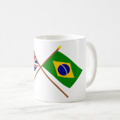 イギリスおよびブラジルによって交差させる旗 コーヒーマグカップ (正面右)