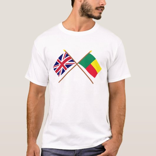 イギリスおよびベニンによって交差させる旗 Tシャツ (正面)