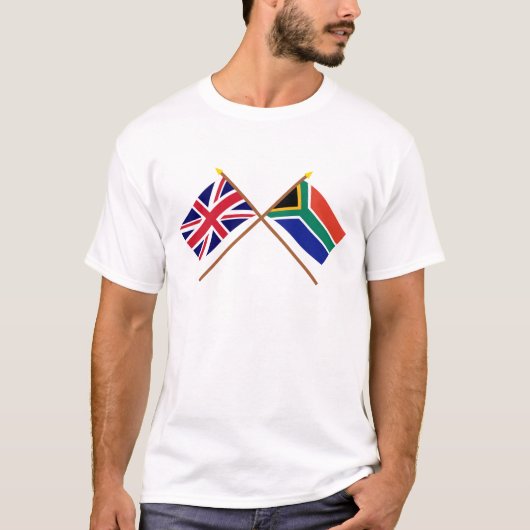 イギリスおよび南アフリカ共和国によって交差させる旗 Tシャツ (正面)