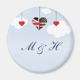 イギリスおよび米国旗のハート マグネット