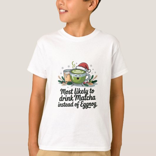 イギリスではクリスマスにエッグノッグではなく抹茶を飲む Tシャツ (正面)