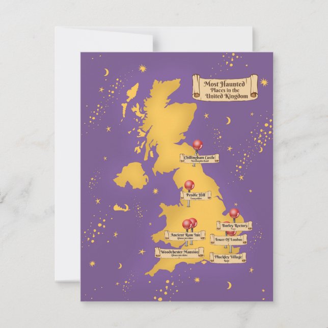 イギリスで最も幽霊が出る場所の地図 (正面)
