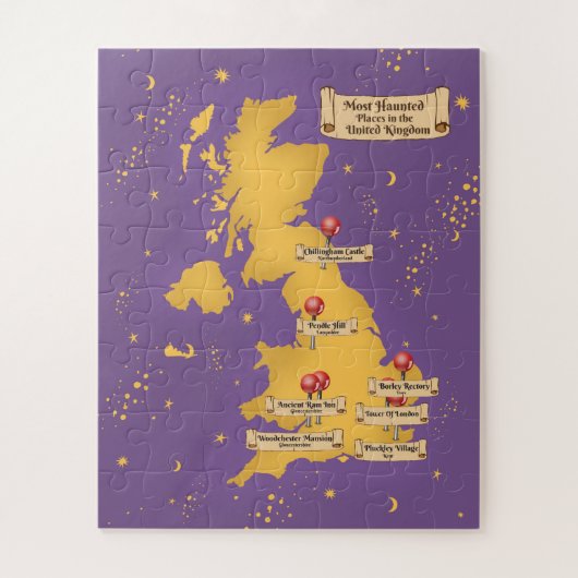 イギリスで最も幽霊が出る場所の地図 ジグソーパズル (縦)