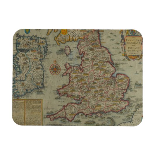 イギリスとアイルランドの侵略の地図 マグネット (横)